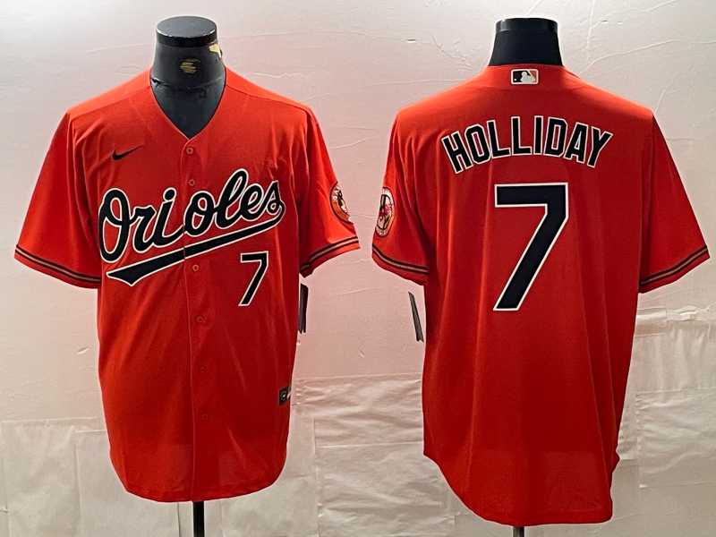 Men%27s Baltimore Orioles #7 Jackson Holliday Number Orange Limited Cool Base Stitched Jersey